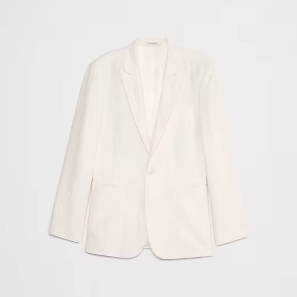 NEW 42S Banana Republic Factory Tailored-Fit Linen White Tuxedo Jacket